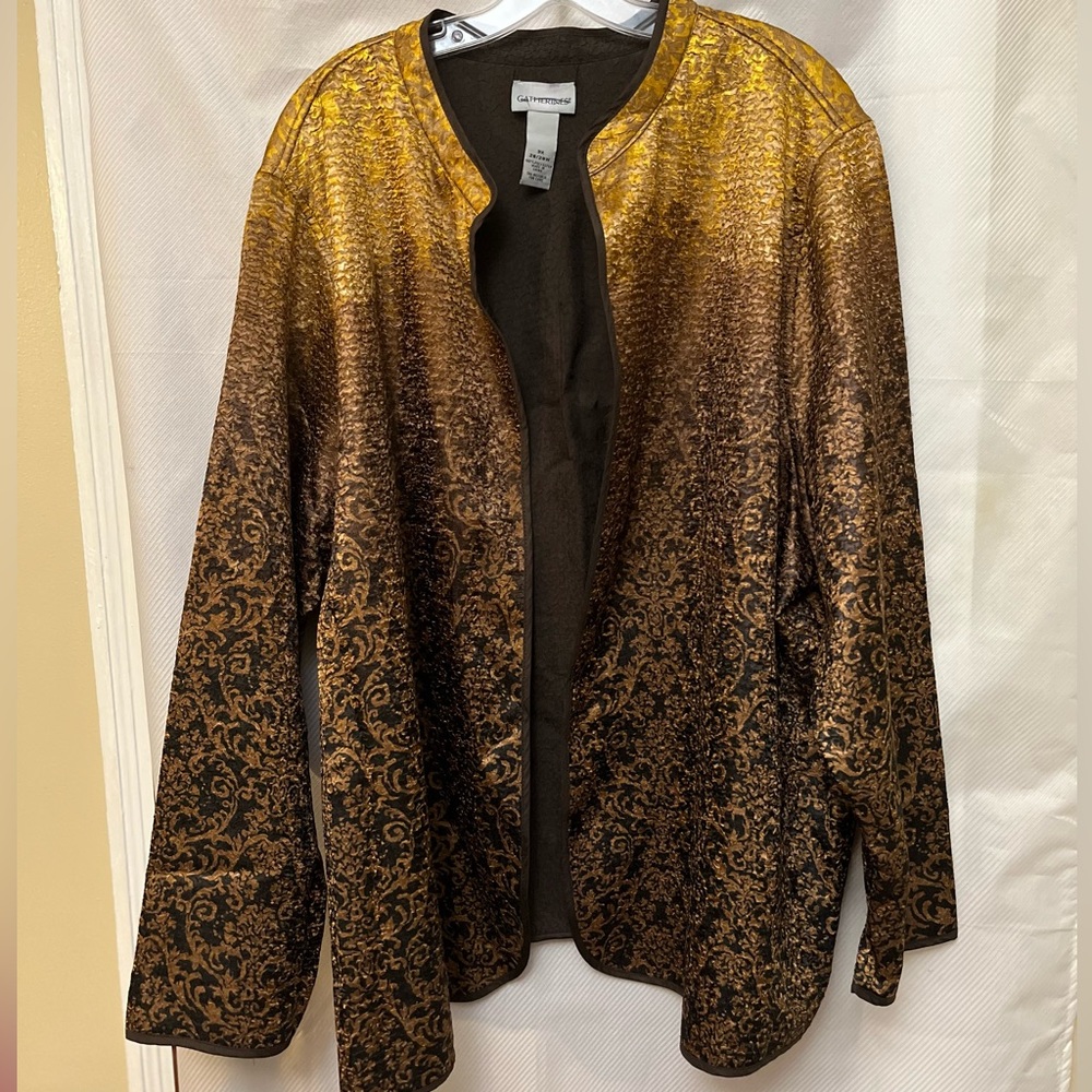 Catherines Gold and Black Brocade JacketParty Plus size 3X